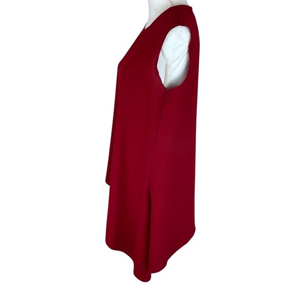 Anne Klein Womens Red Asymmetrical Top Size 10 Capsule Lagenlook Office Career - Picture 5 of 7